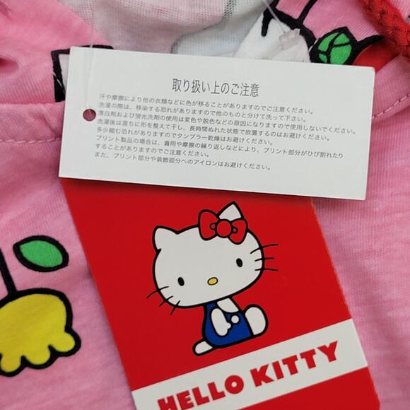 Hello-Kitty Sanrio Zip Hoodie Jacket Womens L/XL 21x27 Pink AOP Lightweight - Picture 12 of 14